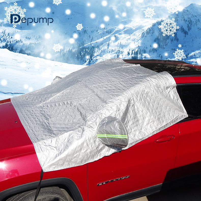 Half Car Snow Covers with Reflective Strips front windshield snow cover for Winter Protection