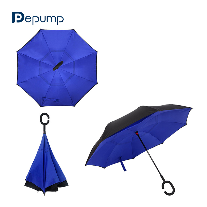 Long handle straight double layer car reverse umbrella sun protection waterproof logo customization