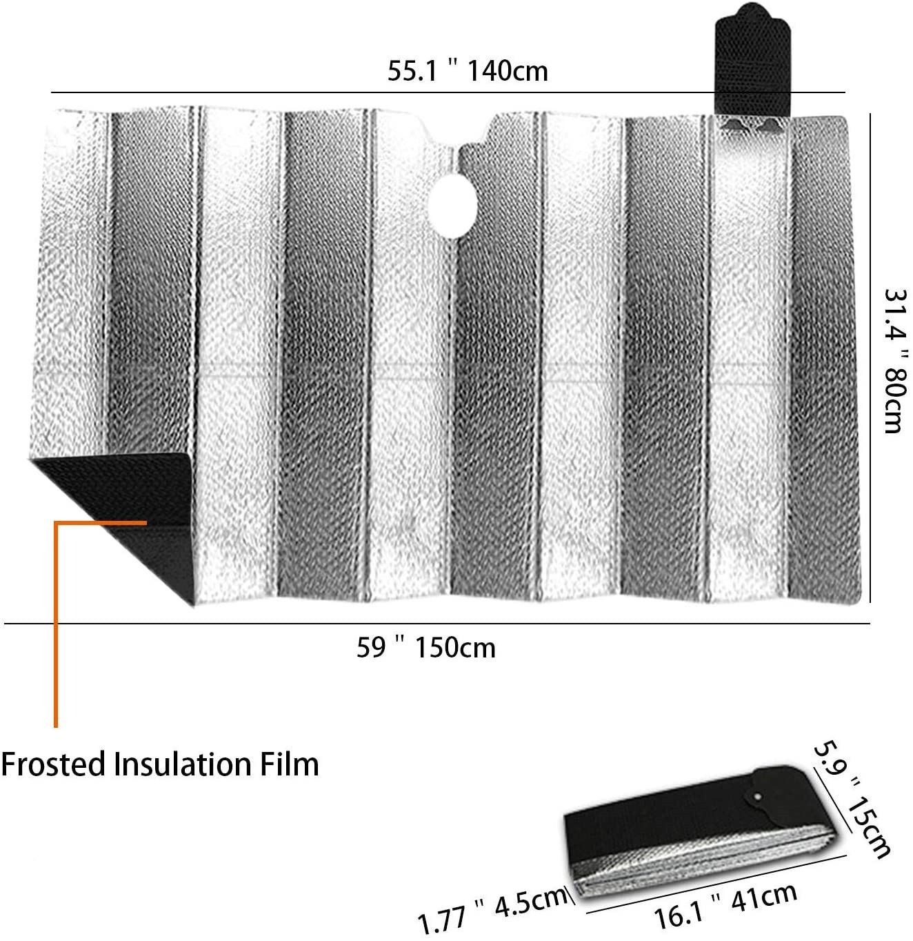 2021 New pe bubble sunshade foldable 150*70cm easily installed Front window car sunshade
