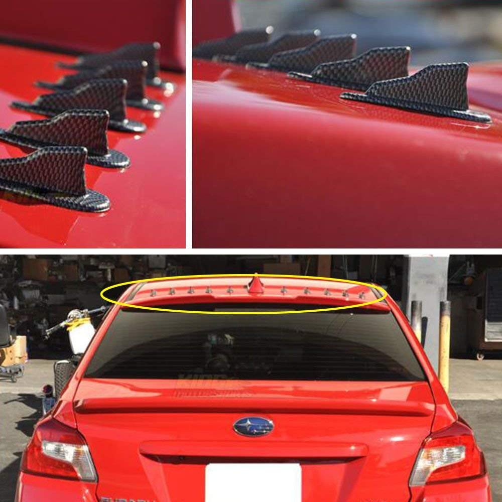 EVO-Style ABS Wing Kit Vortex Generator Roof Shark Fins Spoiler with Black and Carbon Fiber Color