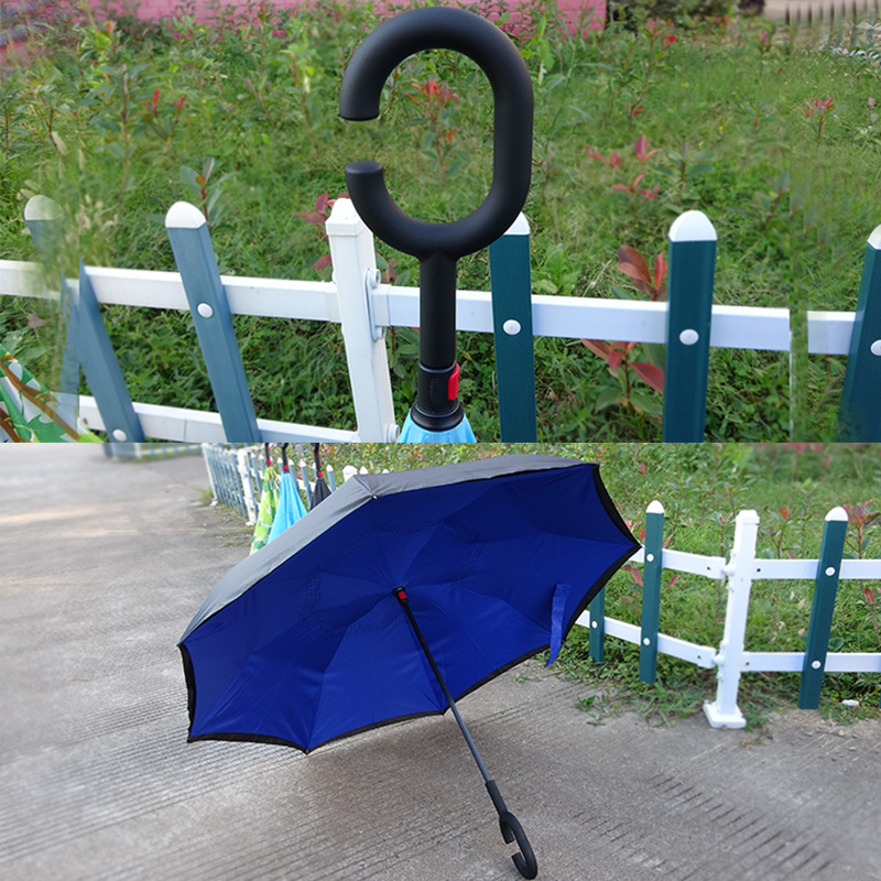 Long handle straight double layer car reverse umbrella sun protection waterproof logo customization