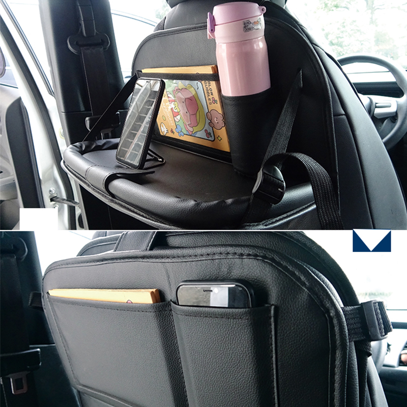 SN-Y-014A Leather Baby Car Back Seat Organizer for Kids with Table