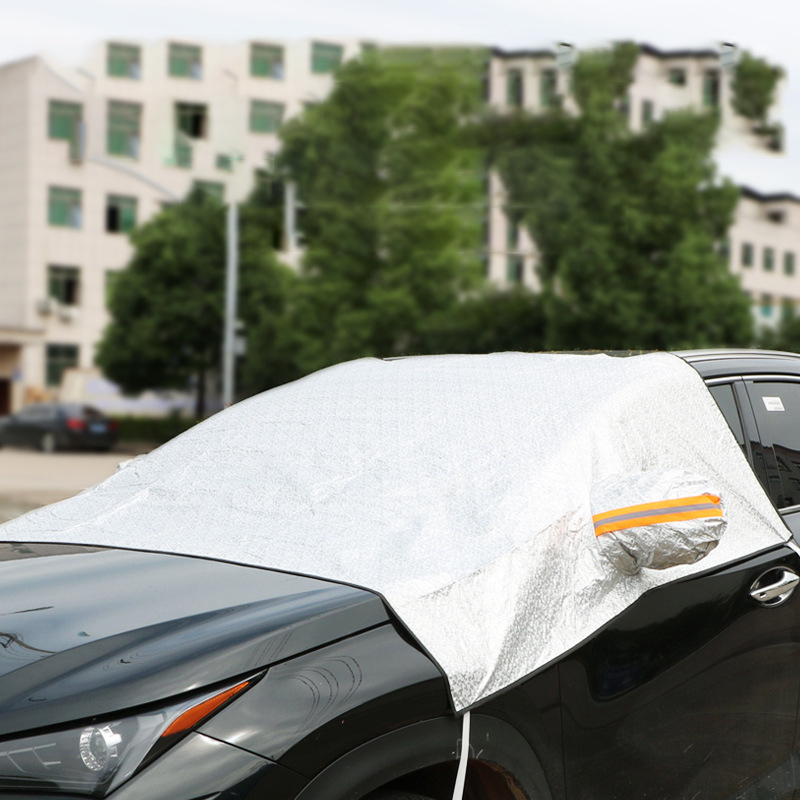 Portable waterproof Protector PEVA half Car Cover Windscreen Snow Ice Frost Dust proof Cover