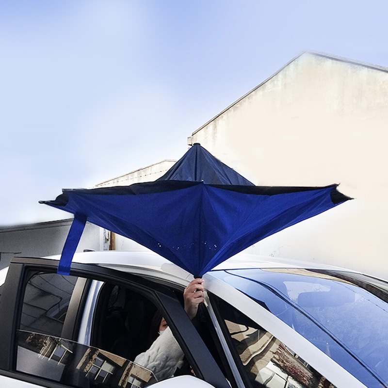 Long handle straight double layer car reverse umbrella sun protection waterproof logo customization