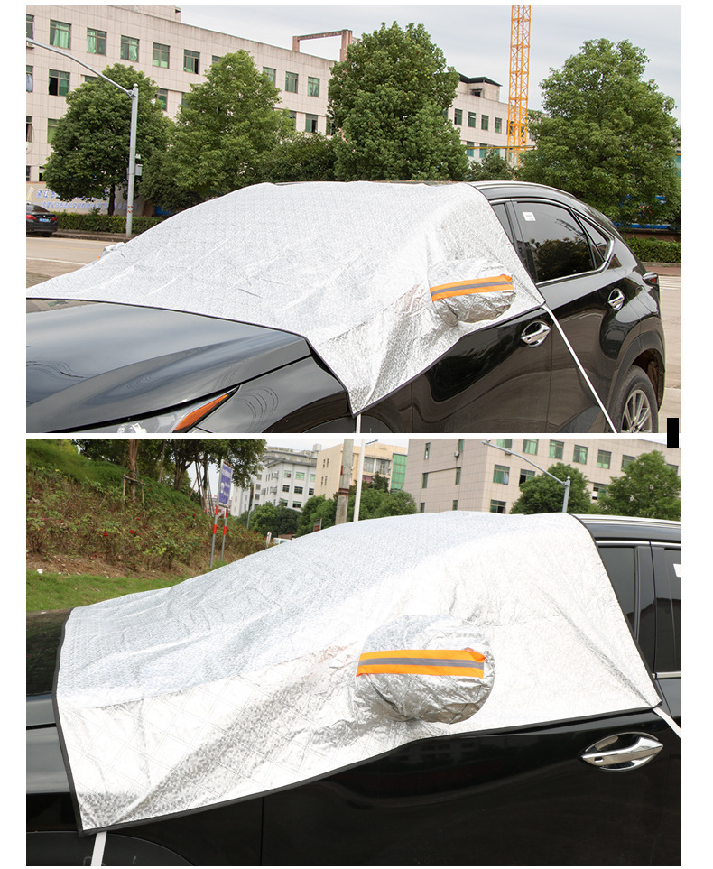 Portable waterproof Protector PEVA half Car Cover Windscreen Snow Ice Frost Dust proof Cover