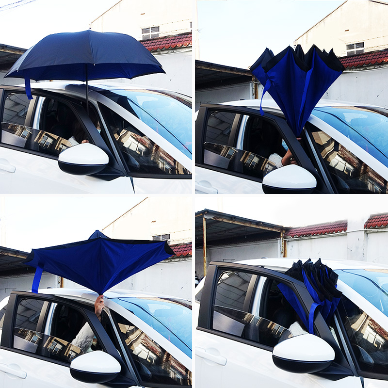 Long handle straight double layer car reverse umbrella sun protection waterproof logo customization