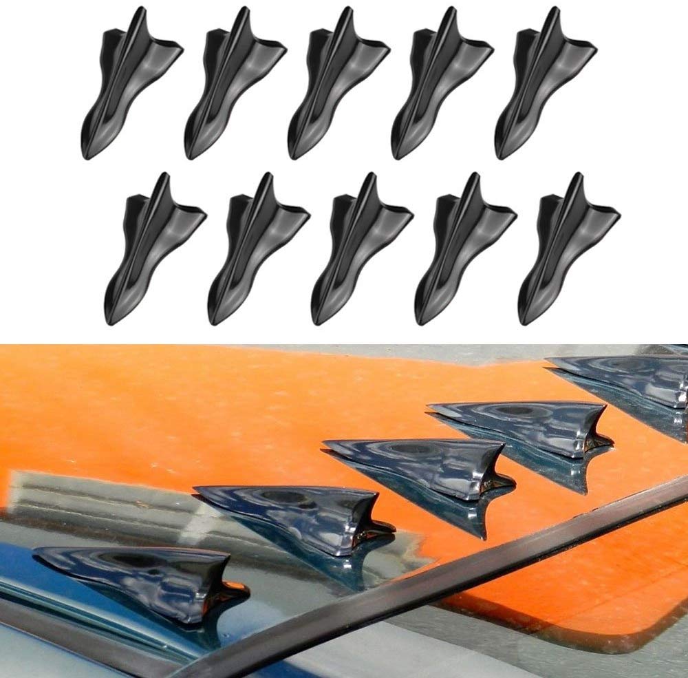 EVO-Style ABS Wing Kit Vortex Generator Roof Shark Fins Spoiler with Black and Carbon Fiber Color