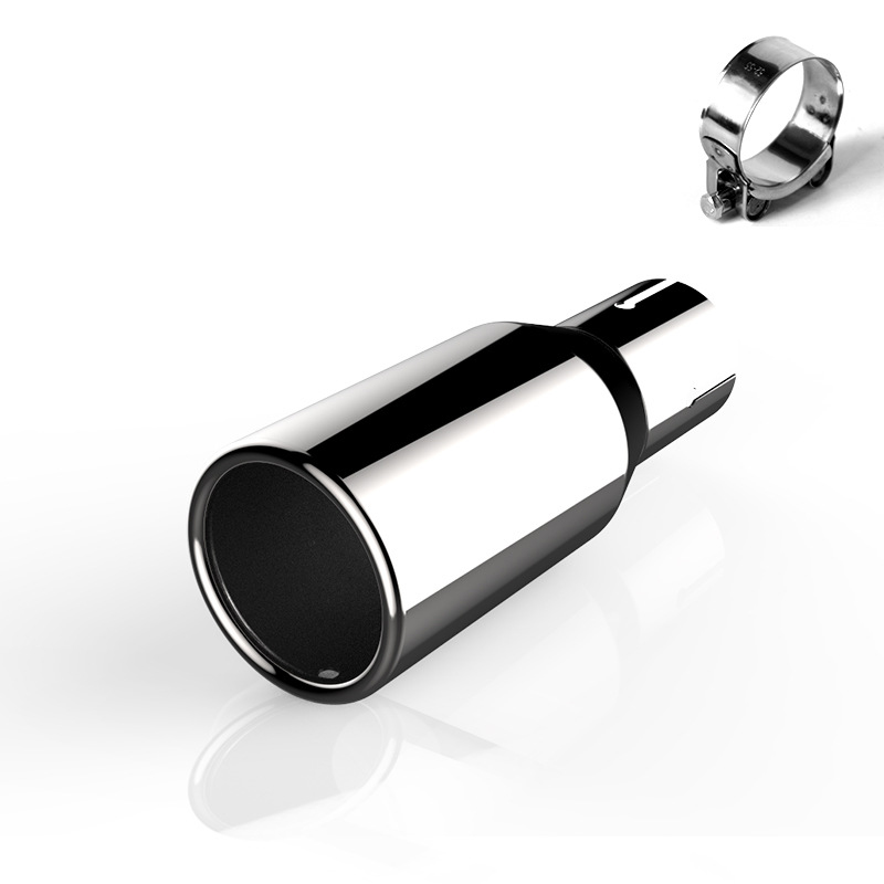 76mm Universal Car Auto Exhaust circular bevel stainless steel exhaust pipe straight Tail throat