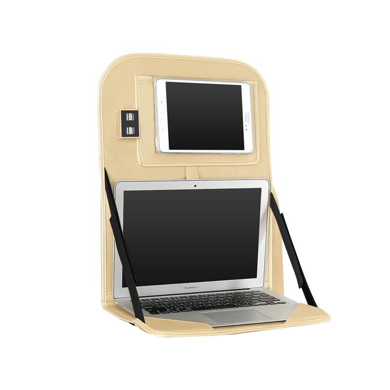 SN-Y-062 car backseat Tablet 4 USB Charger Storage pocket Foldable Laptop Holder Tray Organizer