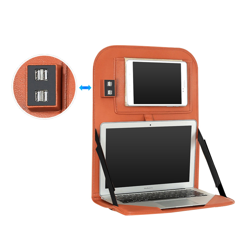 SN-Y-062 car backseat Tablet 4 USB Charger Storage pocket Foldable Laptop Holder Tray Organizer