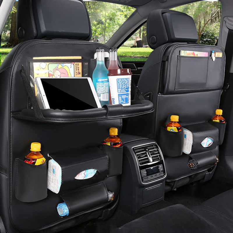 SN-Y-014A Leather Baby Car Back Seat Organizer for Kids with Table