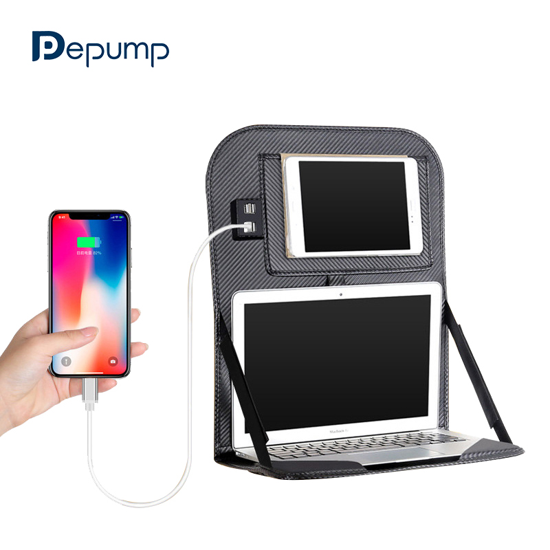 SN-Y-062 car backseat Tablet 4 USB Charger Storage pocket Foldable Laptop Holder Tray Organizer
