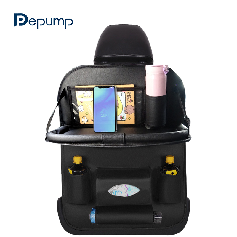 SN-Y-014A Leather Baby Car Back Seat Organizer for Kids with Table