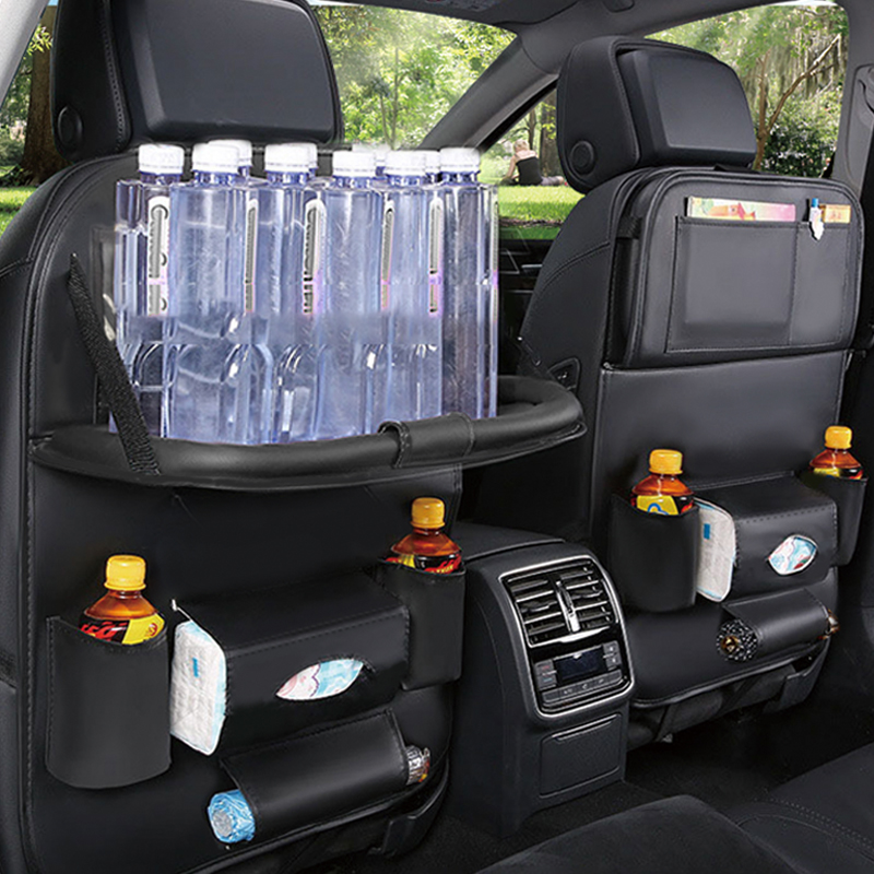SN-Y-014A Leather Baby Car Back Seat Organizer for Kids with Table