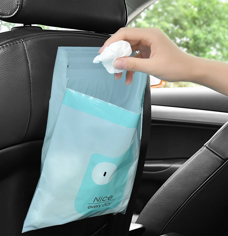 Portable paste disposable waterproof trash can carrier for car trash garbage bag